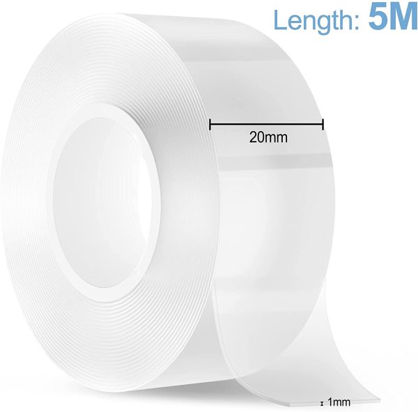 5m Nastro Biadesivo Extra Forte Trasparente,Yolaist Rimovibile Multifunzione Trasparente Biadesivo,Nastro Adesivo di Montaggio per Interni ed Esterni - immagine 3