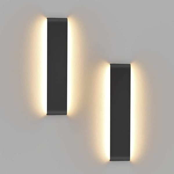 2 Pezzi Applique da Parete 41cm Interno LED, 14W 1340 Lumen Lampade da Parete Moderne in Alluminio, Lampada Muro per Soggiorni, Camere da letto, Corridoi, 3000K Bianco Caldo, Nero - immagine 5