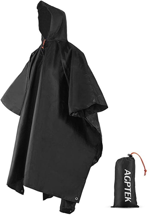 AGPTEK Poncho Impermeabile, Poncho Impermeabile Multi-Funzionale 3-in-1 con Cappuccio Riutilizzabile Antipioggia Coperta da Picnic Tenda per Uomo e Donna - immagine 4