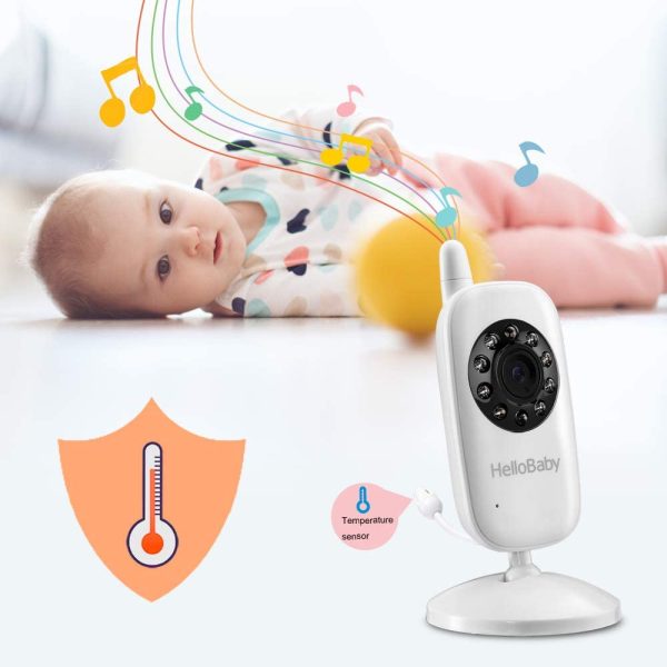 Baby Monitor, HelloBaby HB32 Visione Notturna Monitoraggio della Temperatura e 2 vie Citofono Sistema - immagine 5