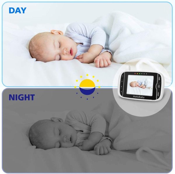 Baby Monitor, HelloBaby HB32 Visione Notturna Monitoraggio della Temperatura e 2 vie Citofono Sistema - immagine 6