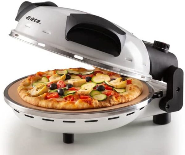 918 Pizza in 4' minuti, Forno Pizza, 1200 W, Pietra refrattaria con trattamento anti-aderente, Temperatura Max 400??C, 5 livelli di cottura, Bianco - immagine 6