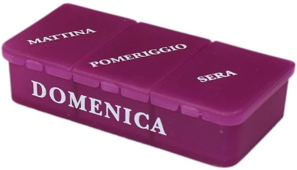 com-four® 1x dosatore medicamento in Italiano - Scatola medicamento per 7 Giorni - 3 Scomparti - portapillole - portapillole - Porta Tablet - Dispenser settimanale [Italiano]