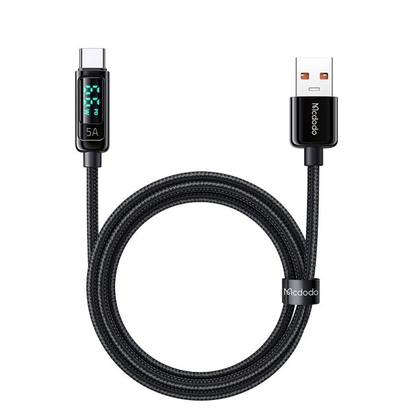 Cavo USB Type-C 6A 66W mcdodo,visibile la ricarica rapida energia del display digitale,con ricarica rapida e modalit?? di carica di mantenimento,per Galaxy S21 S11 S10 Huawei P40 Xiaomi 1.2M (nero) - immagine 2