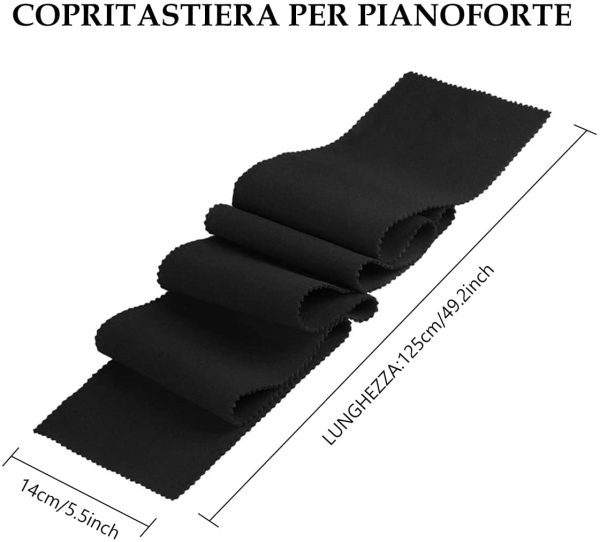 Tastiera Pianoforte Parapolvere,Copritastiera Pianoforte Panno,Panno Tastiera,Copritastiera Pianoforte,Copertura Pianoforte Cover per Pianoforte 88 Tastiera Protettivo Dirt-proof(Nero) - immagine 6