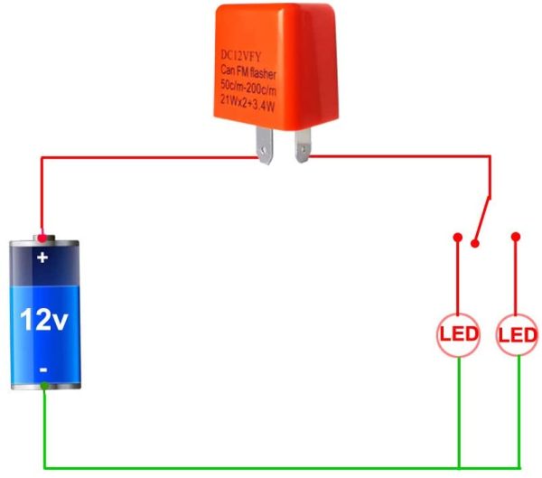 4pcs 12V 2 Pin Elettronico Relè Lampeggiante, Rele Con Regolatore Frequenza Lampeggio Frecce Led Indicatori di Direzione, Velocità Regolabile per Auto e Moto (Arancio) - immagine 5