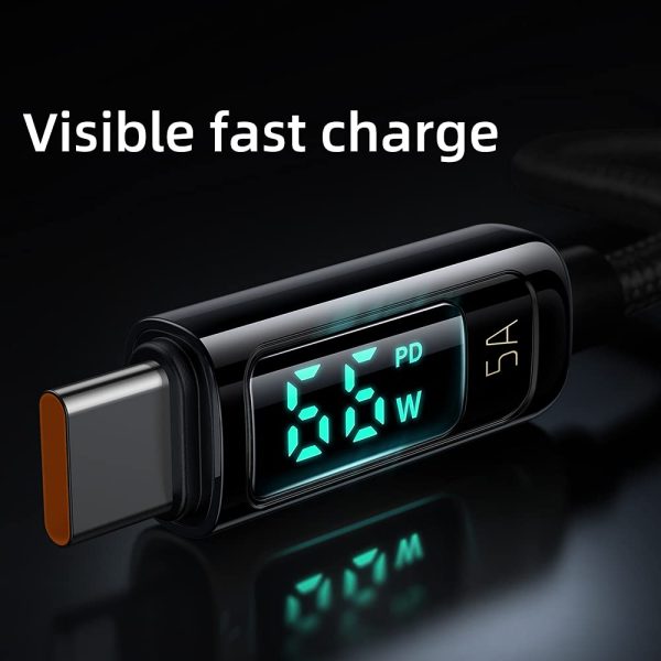 Cavo USB Type-C 6A 66W mcdodo,visibile la ricarica rapida energia del display digitale,con ricarica rapida e modalit?? di carica di mantenimento,per Galaxy S21 S11 S10 Huawei P40 Xiaomi 1.2M (nero) - immagine 4