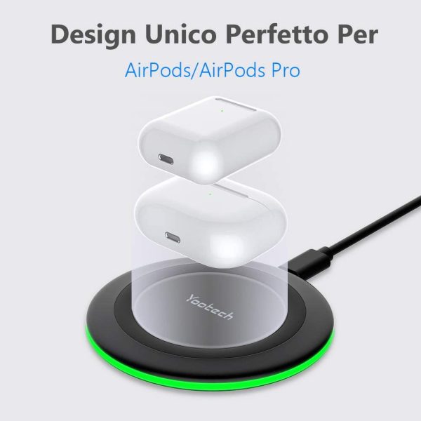 yootech Caricatore Senza Fili, Caricabatterie Wireless, 7.5W Adatto per iPhone 13/13 Pro/13 ProMax/13 Mini/12 Mini/12 ProMax/11/11 Pro/XS/MAX/XR/X/AirPods Pro, 10W per Galaxy S21/Note10/S10/S10E/S9/S8 - immagine 2