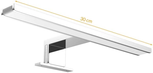 Bakaji Lampada da Specchio Bagno Applique Parete Muro Lunghezza 30cm Luce LED 6W 480lm Risparmio Energetico Bianco Freddo 6500K Design Moderno in Alluminio Cromato 3 Tipi di Installazione (30 cm) - immagine 7