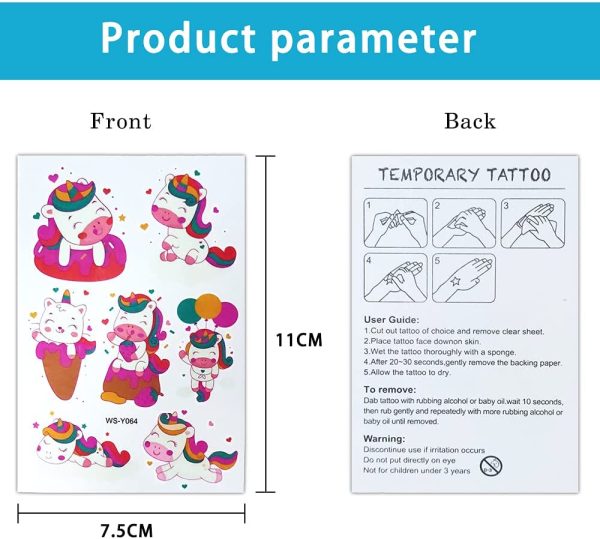 Tatuaggi per Bambini 326 Bagliore Nel Buio Temporanei Tatuaggi Finti 30 pezzi Misti Bambina e Maschi Cute Temi Contiene Unicorno Animali Dinosauri Pirati Auto Sirena ecc,Gadget Compleanno Bambini - immagine 5