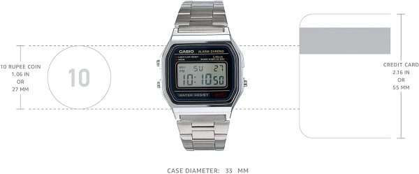 Casio Vintage A158WA-1CR - Orologio da Polso Digitale, Argento