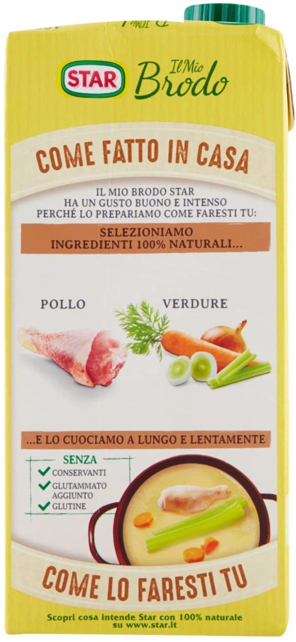 Star Il Mio Brodo Di Pollo, 1lt, Brodo Liquido Pronto, Senza Conservanti, Senza Glutammato Aggiunto, Senza Glutine,100% Naturale, Ideale Per Zuppe E Risotto, 1000 Millilitro - immagine 4