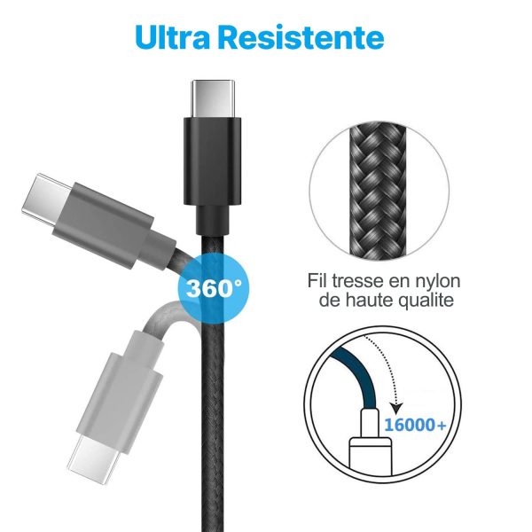 Cavo USB C [2Pezzi, 2m 2m] Nylon Intrecciato USB Type-C Cavo 3A Ricarica Rapida e Trasmissione Cavo USB Tipo C per Samsung Galaxy S21 S20 S10 S9 S8 Plus A71 A51 A50 A30 A40,Huawei,Xiaomi,Sony,OnePlus - immagine 5