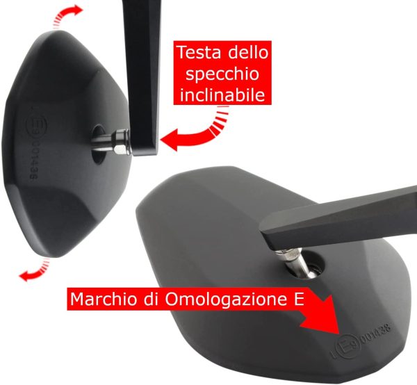 Specchietti Moto Omologati, Specchietti Manubrio Retrovisori Laterali per Moto Universale Specchio 7/8" 22mm compatibili con BMW KTM Yamaha Honda Kawasaki KSR Moto Suzuki Triumph Aprilia Ducati