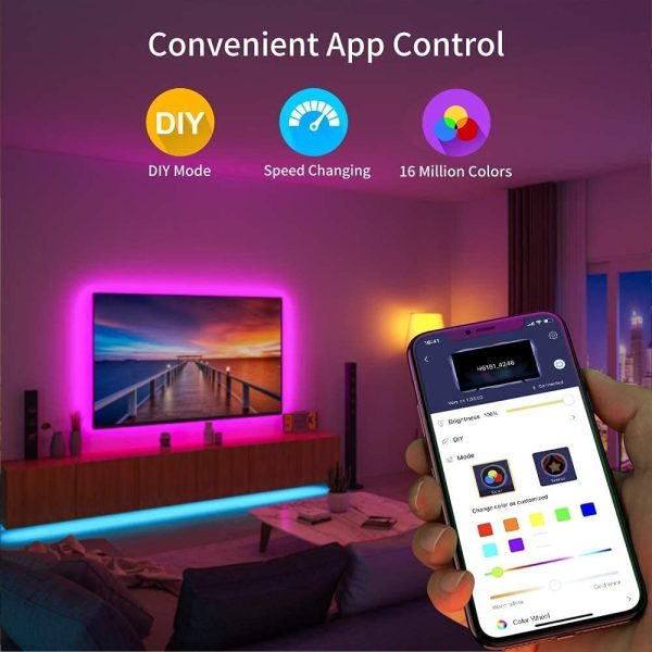 Retroilluminazione 2m TV, Striscia LED RGB USB con App Control, Led Monitor 7 Modalit?? 16 Milioni Colori DIY per HDTV da 40-60 Pollici, 4 ?? 50cm, 5V, 2A - immagine 2