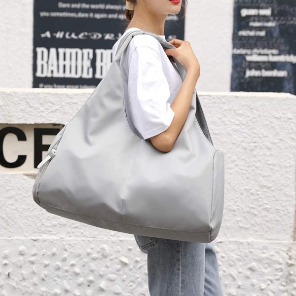 Borsa sportiva Borsa da viaggio con scomparto per scarpe e scomparto bagnato Borsa fitness impermeabile Borsa da allenamento Borse da palestra Borsa multifunzionale per donna e uomini ,grigio - immagine 3