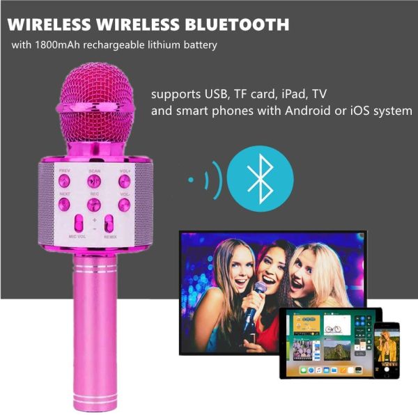 Microfono Karaoke Bluetooth con Altoparlante,Microfono Bluetooth,Microfoni Wireless Disco,Microfono Bambini Senza Fili Adulti, Portatile KTV Karaoke Player per Cantare per Android iOS Smartphone - immagine 5