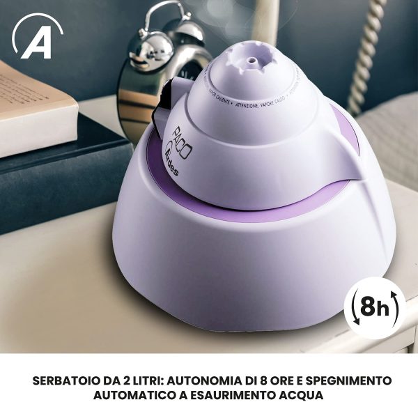 820 AR820 Umidificatore a Vapore Caldo PACO ad Elettrodi 400 W Capacità 2 Litri Vaporizzazione Regolabile Con Autospegnimento, Plastica, Viola - immagine 6