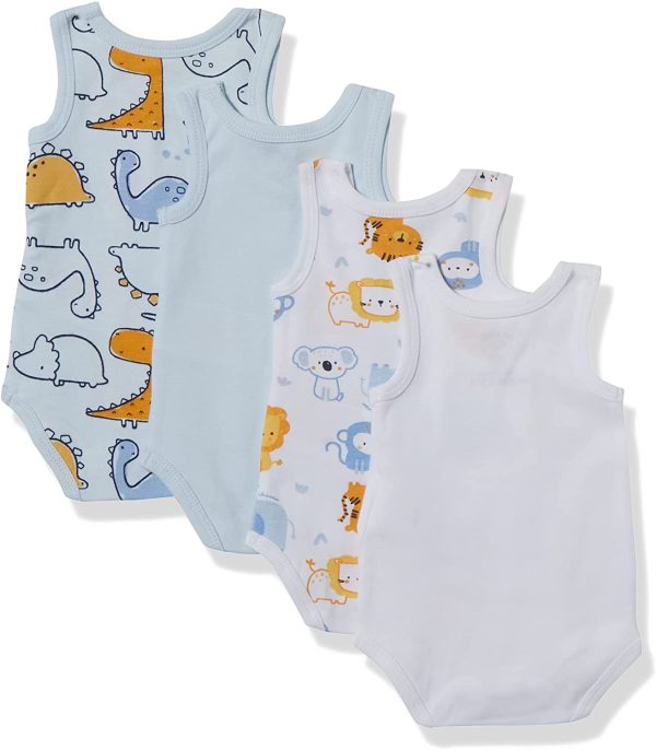 Chicco 4 Body Senza Manica 11565 Set di Biancheria per Bambino e Neonato, 021, 1 Mesi (Pacco da 4) Bimbo