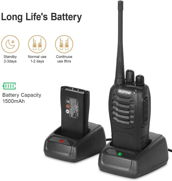 Walkie-Talkie Ricaricabile Lunga Distanza 16Canali VOX CTCSS/DCS Radio FM Ricetrasmettitore Portatile Walkie Talkie Professionali con Auricolare(2pz)