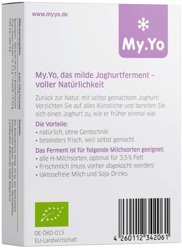 My.Yo - Fermenti biologici per yogurt delicato | 6 x 5 g | Fermenti per la preparazione di massimo 30 l di yogurt