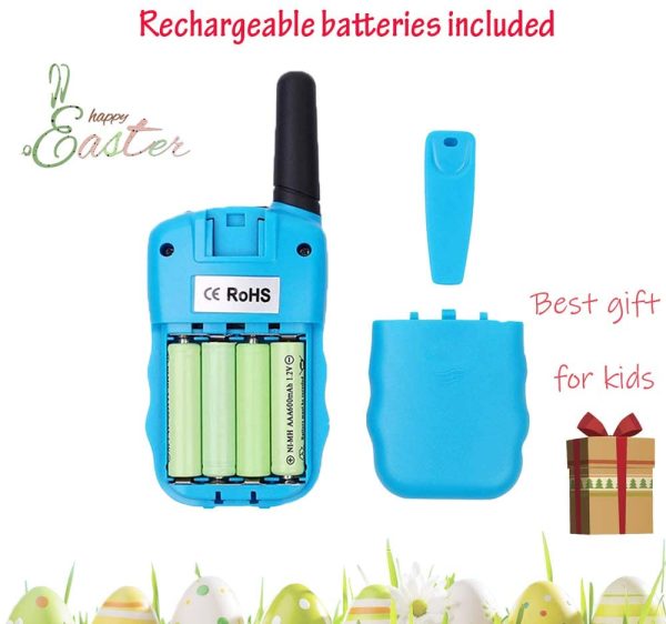 T-388 Walkie Talkie Bambini con Batterie Ricaricabili e Caricabatterie Walky Talky per Bambini Torcia VOX 8 Canali PMR446 (Blu, 8 batteries)