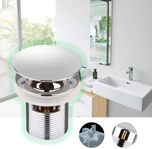 Set di scarico universale Valvola Pop-up Valvola di Scarico per Lavabo Piletta Scarico con Troppopieno Adatto per lavandino Bidet Vasca - immagine 2