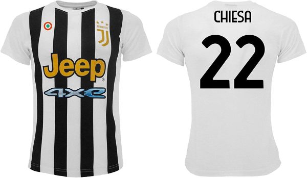 Sportbaer Maglia Calcio Federico Chiesa Stagione 2021 2022. Maglia Bianco Nera Numero 22. Prima Maglia. Replica Ufficiale autorizzata. Taglie da Adulto e da Bambino. - immagine 6