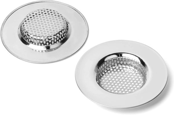 2 Pezzi 3" Filtro per Lavello da Cucina, Cucina Sink Strainer in Acciaio Inox, filtri per lavandini, Addensato, Vasca da Bagno o lavelli da Cucina, 3"/77mm (Piccolo) - immagine 4