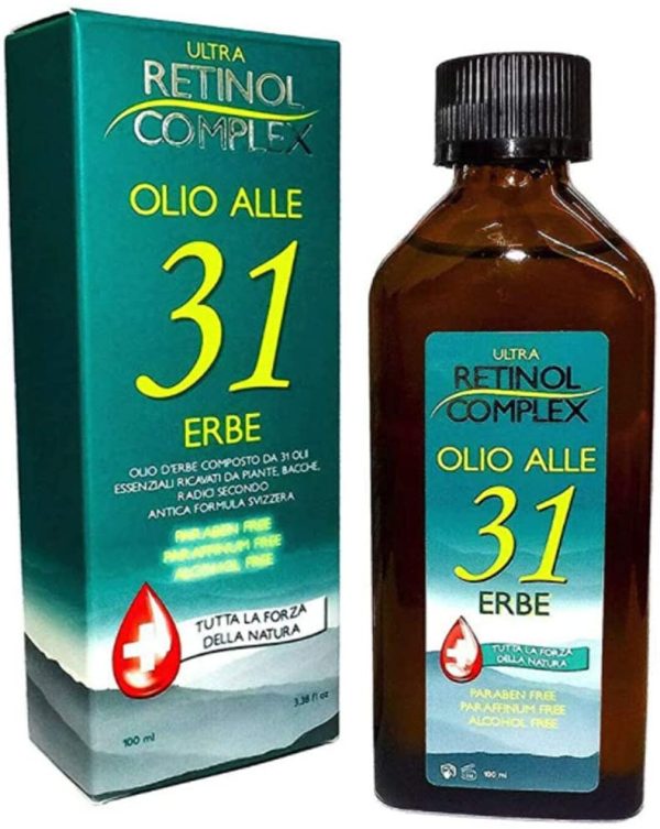 Retinol Complex Olio alle 31 Erbe senza Parabeni, Paraffina e Alcohol utile contro Mal di Testa e dolori al corpo - 100ml - immagine 2