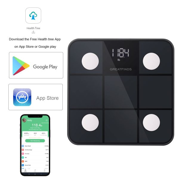 Bilancia Pesapersone Digitale Bilancia Pesapersone Impedenziometrica Intelligente Bluetooth Bilancia Pesa Persona con 14 parametri di composizione corporea, App per IOS e Andriod, Negro - immagine 6