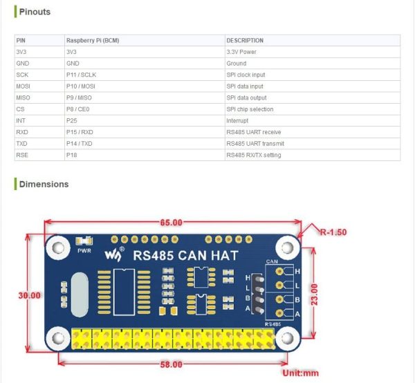 RS485 Can Hat Allows Stable Long-Distance Communication Onboard MCP2515 Transceiver SN65HVD230 SP3485 Compatible with Raspberry Pi Series - immagine 3