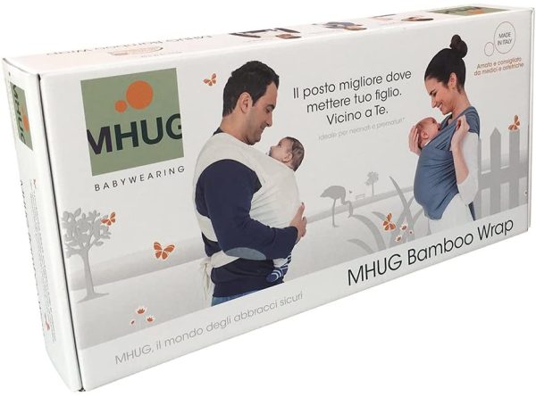 MHUG Fascia portabeb?? semi elastica, l'unica in bamboo certificato, traspirante e prodotta in Italia. (Variante Skin, color naturale) - immagine 4