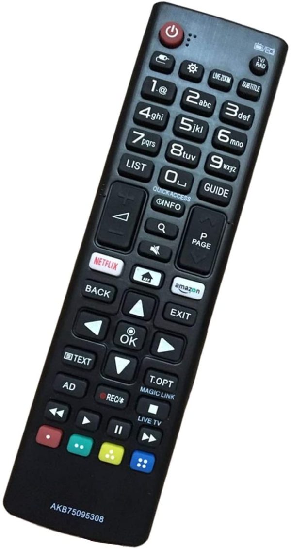 Nuovo telecomando alternativo di AKB75095308 adatto per vari TV LG Ultra HD con pulsanti Netflix Amazon,Nessuna configurazione richiesta TV Telecomando universale 32LJ610V 43UJ634V