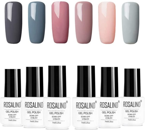 ROSALIND Set Smalto Gel UV Per Unghie Semipermanente Combinazione di Colori Nudi Soak Off Varnish Nail Art Design Ricostruzione Completo Decorazioni 7ml - immagine 2