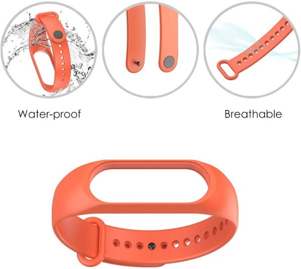 Cinturini Compatibile per Mi Band 3/ Mi Band 4, Cinturini in Silicone, Sportivo Colorato Regolabile Bracciali Compatibile per Xiaomi Band 3/4-2 Pezzi (Arancione, Blu Navy) - immagine 3