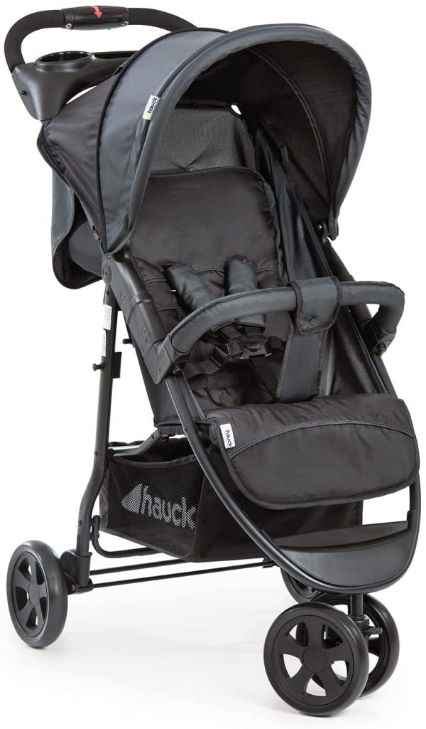 Hauck Passeggino Tre Ruote Citi Neo 2 25 kg Portata, Pieghevole con Una Mano, Leggero solo 7,5 kg, Porta Bevande, Posizione Nanna per Bebè e Bambini dalla Nascita, Grande Cesto, Grigio