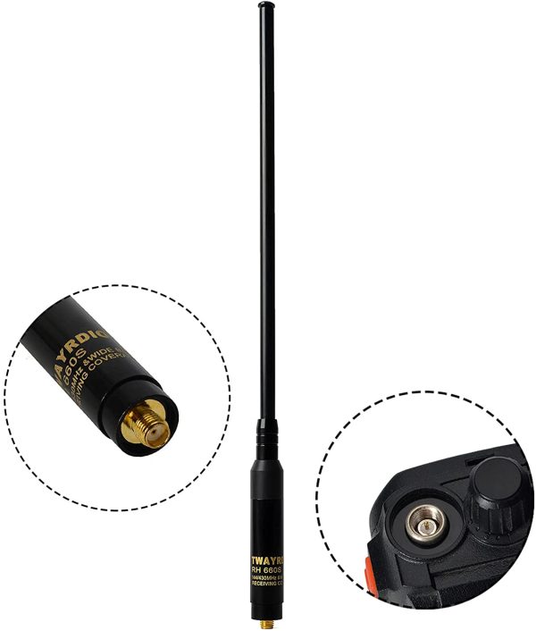 Dual Band VHF/UHF Antenna SMA-Femmina 28 cm/11pollici-109 cm/43pollici Alto-Guadagno Retrattile Antenna tattica per Baofeng GT-3TP UV-5R UV-9R Radio ricetrasmettitori palmari - immagine 2