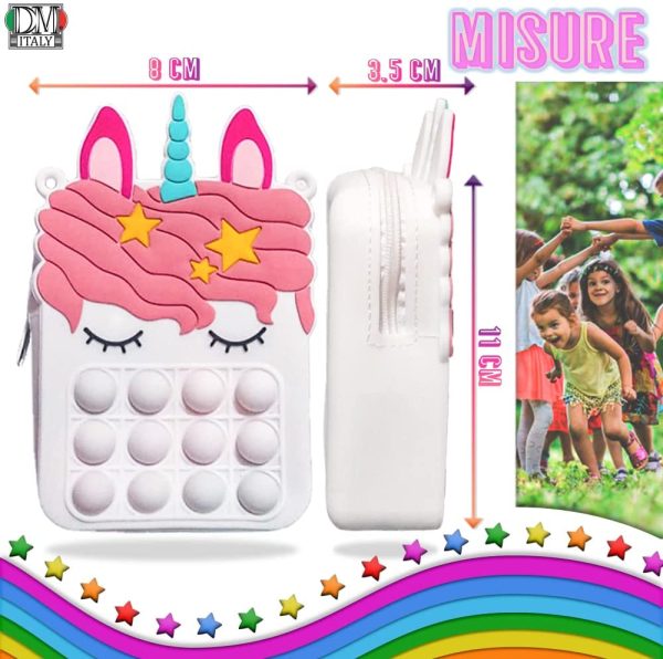 borsa unicorno bambina, borsetta unicorno bambina con tracolla vari colori (bianco) - immagine 4