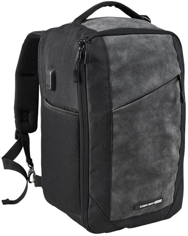 Cabin Max Manhattan - Borsa per computer portatile da 40 x 20 x 25 cm, adatta come bagaglio a mano da riporre sotto il sedile, conforme a Ryanair, 20 l, Nero con porta USB, - immagine 4