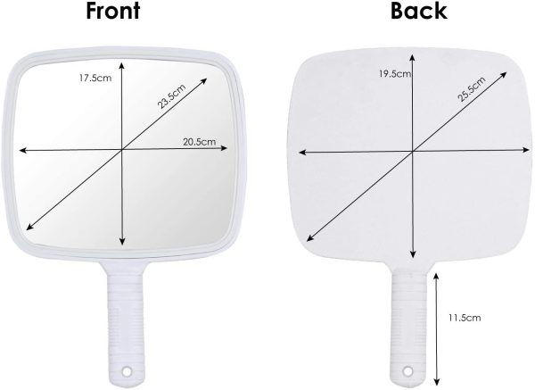 TRIXES Specchio Portatile Professionale per Salone Parrucchiere Barbiere con Manico - Specchio Trucco Portatile Grande e Comodo - Specchietto Dentista - Bianco - immagine 3
