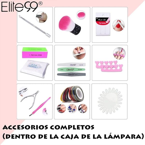 Elite99 Smalto Semipermanente per unghie Kit di Partenza in 6 coloris Gel 48 W LED Lampada UV Nail Dryer Soak Off Topcoat Basecoat Nail Art Tool Set di Adesivi per Manicure Set per Manicure - immagine 7