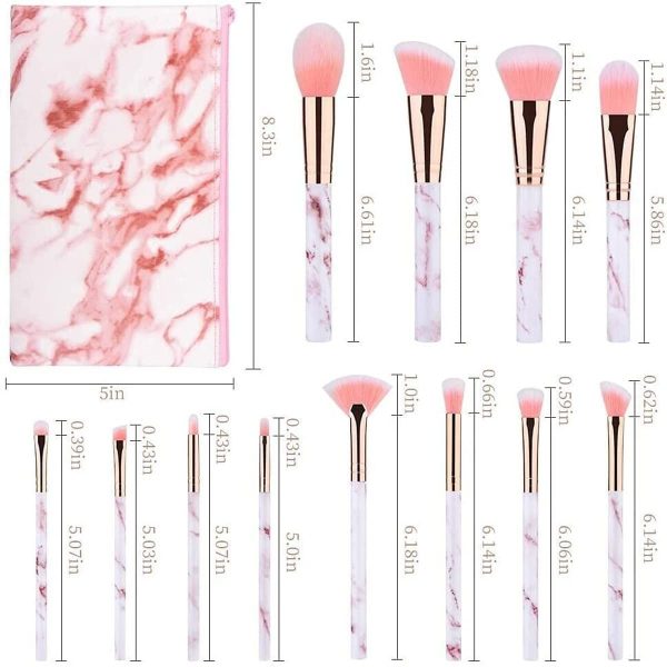 Pennelli Make Up Start Makers 12 pezzi Set di Pennelli per trucco In Marmo Rosa Con Polvere Ombretto Correttore Per Labbra Correttore Portapennelli Make Up Con Soffici Fibre Sintetiche??rosa?? - immagine 5