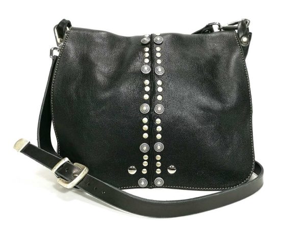 Borsa Donna in pelle nera a tracolla a spalla moda abbigliamento accessori donna made in italy