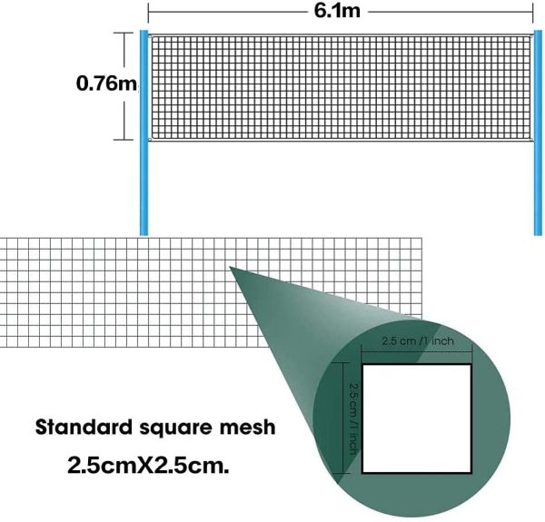 Rete Da Badminton Portatile,Rete Da Pallavolo Regolabile Pieghevole ,Rete Da Tennis Standard Per Giardino Spiaggia Sportivo All'Aperto 6.1x0.76m Verde - immagine 3