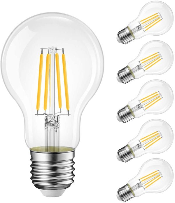 Lampadine di filamenti a LED Attacco E27,11W Equivalenti a 100W,1521LM,2700K Luce Bianca Calda,A60 Stile Vintage Retrò,Consumo Basso,Risparmio Energetico,Non Dimmerabile,Pacco da 6 Pezzi