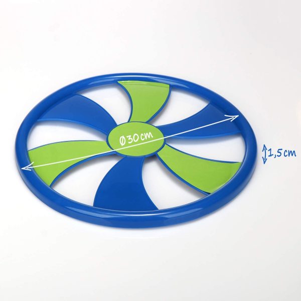 com-four® 2X Frisbee per Bambini e Adulti - Lancio del Disco - Disco Frisbee con Cui Giocare - 30 cm Disco Volante [la Selezione Varia] (2 Pezzi - Verde/Blu) - immagine 3