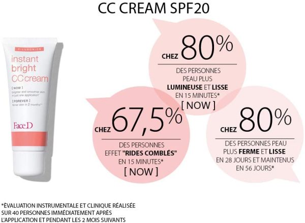 Face D - Cc Cream, Crema Corretrice Del Colore Con Acido Ialuronico E Spf 20, Dark, 40 Millilitro - immagine 8