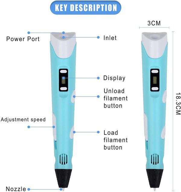 Penna 3d Per Stampa 3d Penna a Stampa 3d Intelligente 3d Penna Da Stampa Creativo 3d Pen Con Filamento Di 12 Colori Compatibile PLA/ABS Display LCD Per Adulti Bambini Penna 3d Professionale Regalo - immagine 4