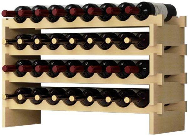 4 Ripiani 32 Bottiglie Cantinetta Portabottiglie Vino in Legno Scaffale Porta Bottiglie 90 x 54 x 30 cm - immagine 8